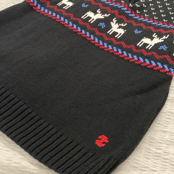 Izod Boys Sweater XS 4/5 Black 1/4 Zip Mock Neck Reindeer Fair Isle - Picture 4 of 11